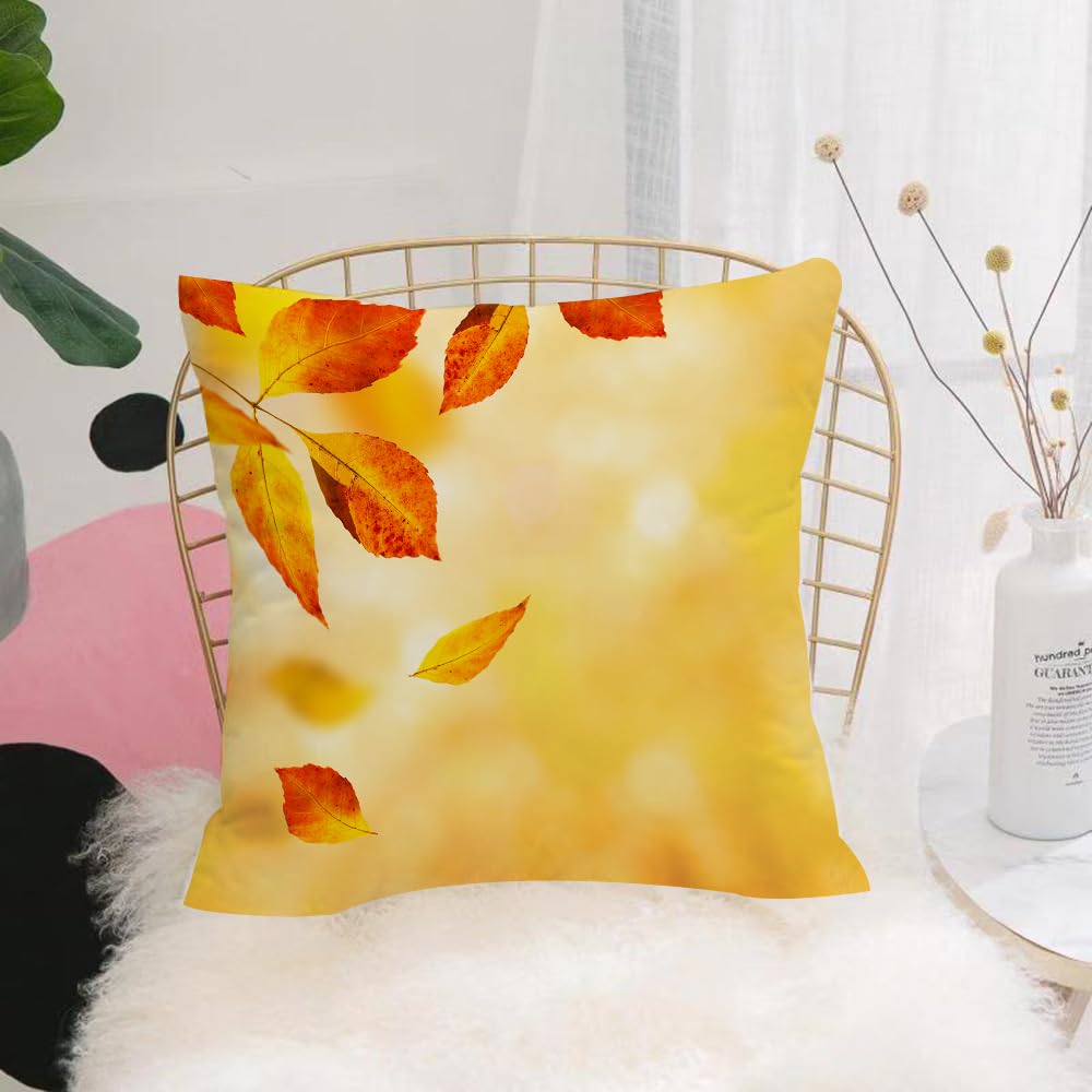 HYOSXW Cushion Cover,Throw Pillow Case Home Decorative for Living Room Bedroom Sofa Chair 16X16 Inch,Burnt Orange, Autumn Maple Leaves Shade,Pillowcase 40X40cm