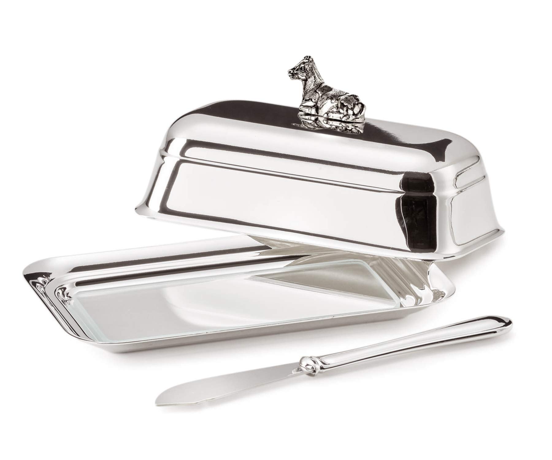 Relaxdays Beurrier En Acier Inoxydable Avec Couvercle Et Poignée - Argent, 6 X 19.5 X 13 Cm Pour Beurre 250g