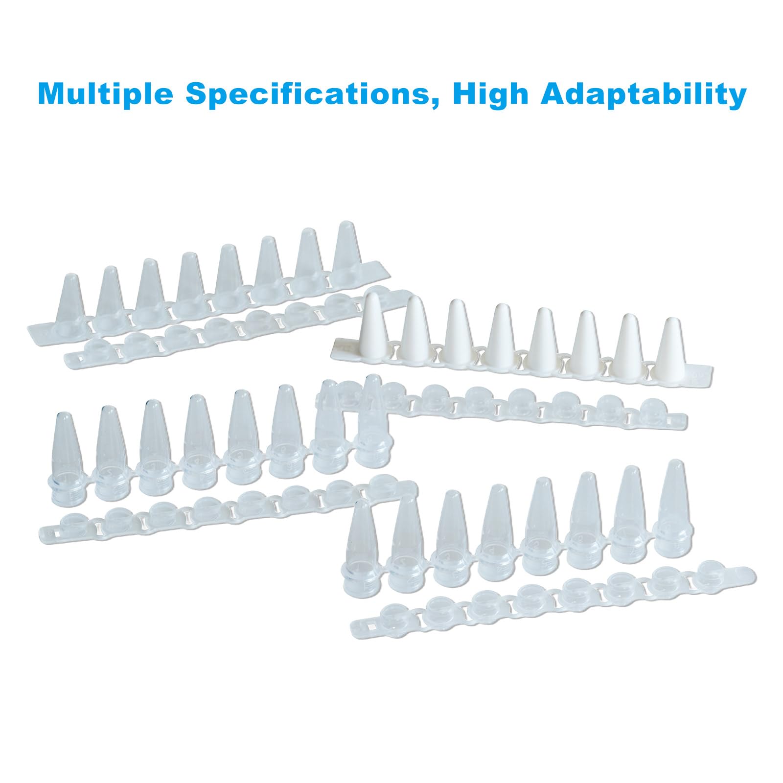 1250 Stück PCR Röhrchen, 0,2ml PCR Tube, PCR Tube Strip Mit Flache Kappen, Konisch Bottom 8 Tube Strip, Transparent