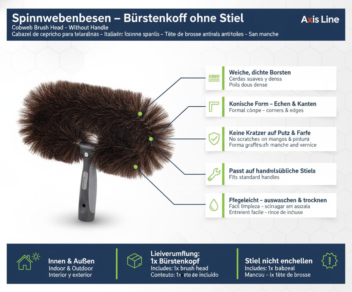 Brosse Araignée en CRIN de Cheval, Plumeau Mural Tête Seule