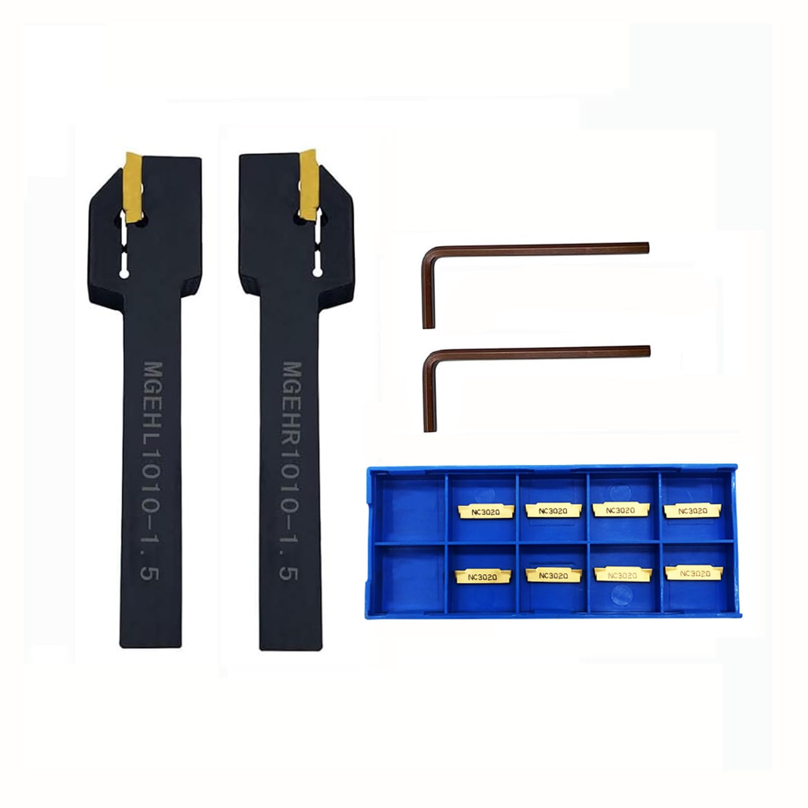 Portautensili MGEHR/L MGIVR/L per tornio da 5/8" 3/8" MGEHR/L MGIVR/L con inserti per scanalatura in carburo MGMN150/200 per acciaio (2 supporti per scanalatura 3/8 con 10 inserti mgmn150)