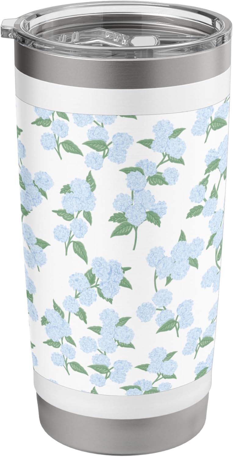 Preppy Coquette Hydrangeas in Pastel Blue Stainless Steel Insulated Tumbler