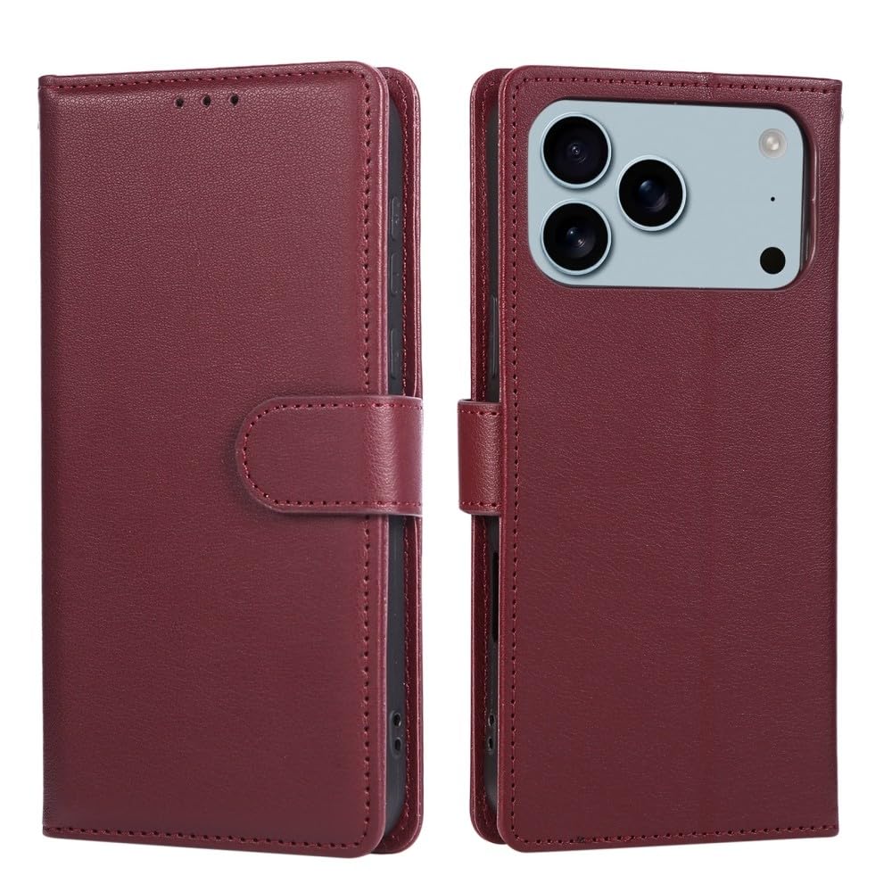 Generic Étui compatible avec Samsung Galaxy S10E (couleur : rouge foncé) Étui portefeuille en cuir souple uni à rabat magnétique
