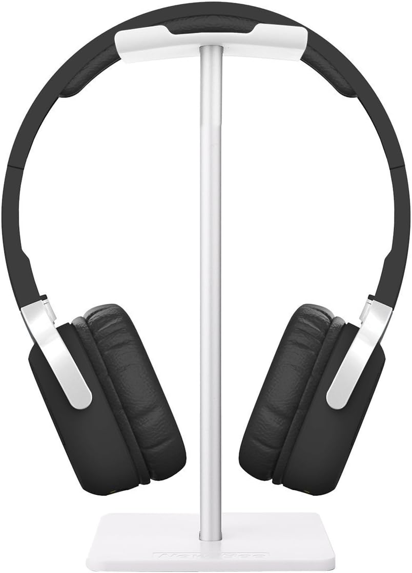 Headphone Stand Headset Holder New Bee Earphone Stand with Aluminum Supporting Bar Flexible Headrest ABS Solid Base for All Headphones Size - Silver