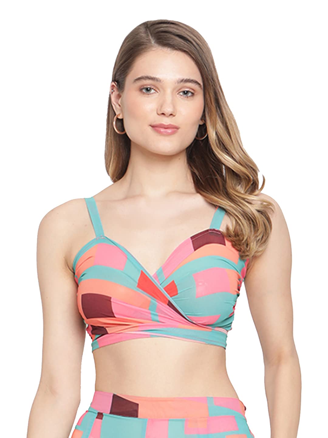 /Aoba Women's Tie & Dye Swim Beachwear Top with Adjustable Shoulder Straps & Front Tie Knot, Lightweight Summer Vacation Resort Wear for Girls for Pool, Cruise & Beach Trips