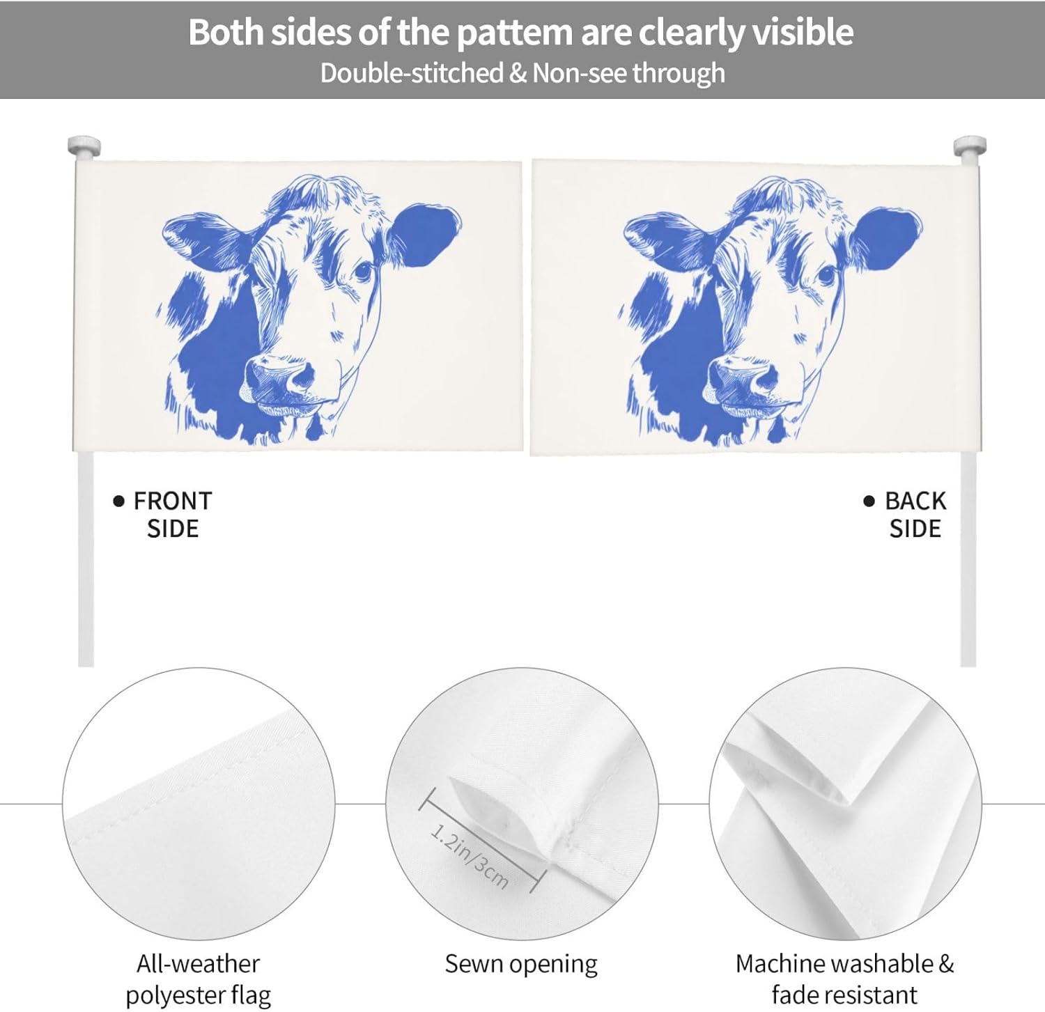 Cow Sketch Simple Car Flag Outdoor Window Clip 12 X 18 Inch Double Side Car Decoration