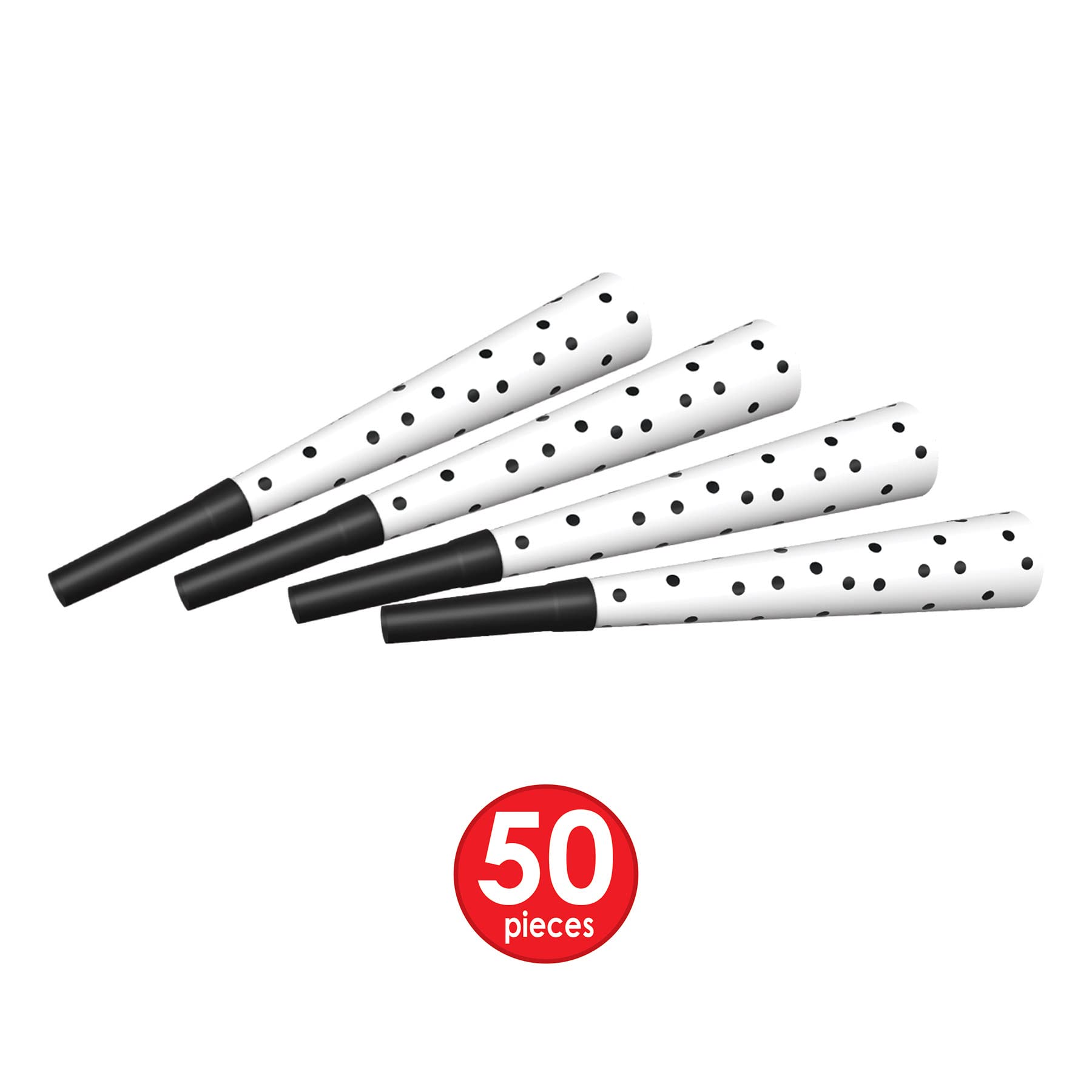 Beistle 80372-50 - Surtido de esmoquin para Nochevieja para 50 personas, suministros de fiesta, sombreros, tiaras, cuernos, cuentas, papel de plástico, negro/blanco