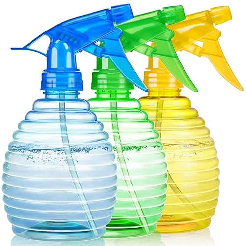 Botellas de spray – Paquete de 3, 16 oz – Niebla/corriente, colores brillantes, resistentes, a prueba de fugas, sin BPA, para limpieza, plantas,