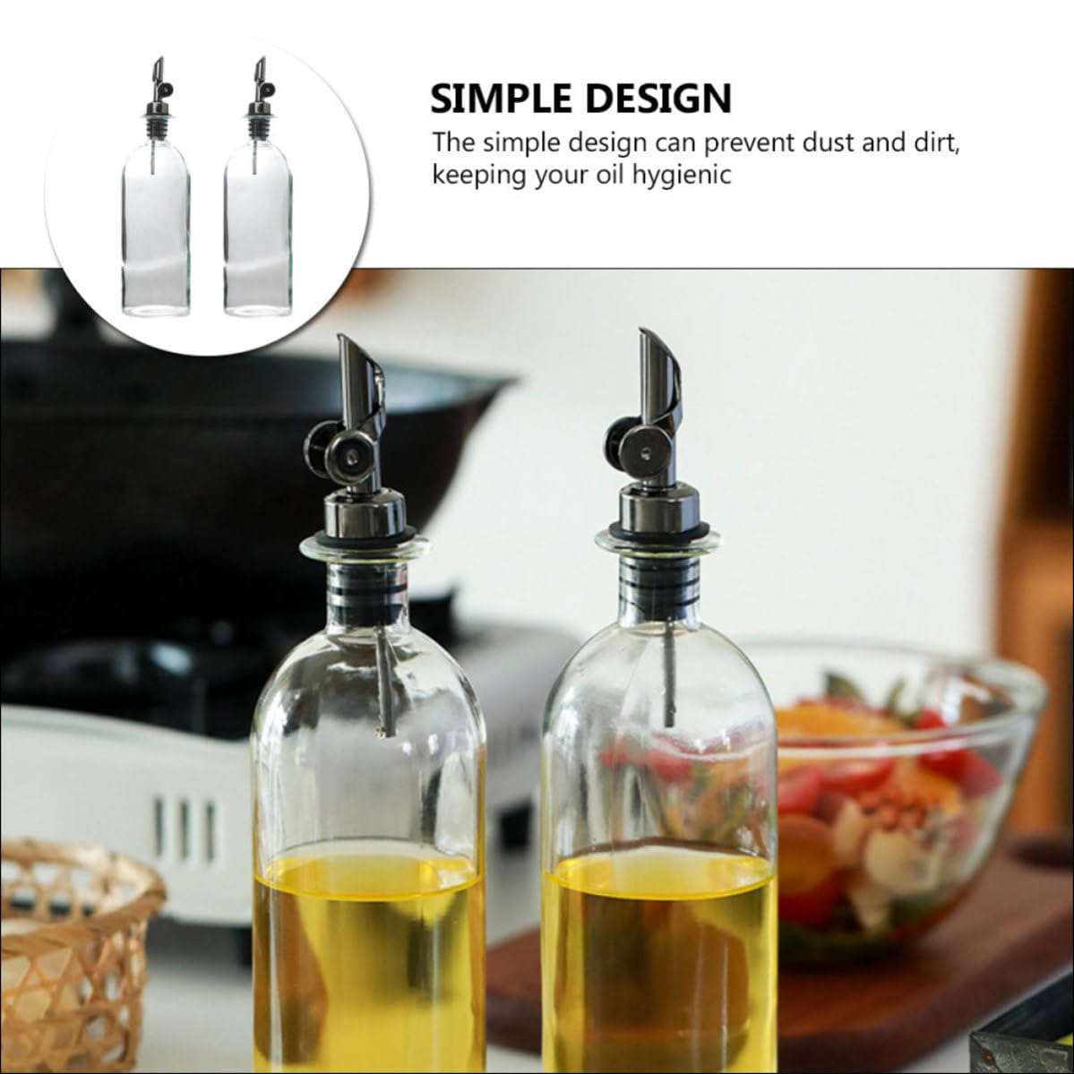 Homoyoyo Dispenser Olio da Cucina in Vetro 500ml 2 Pezzi Contenitore per Condimenti e Aceto Robusto per Uso Prolungato per Ristorante e Centro Commerciale