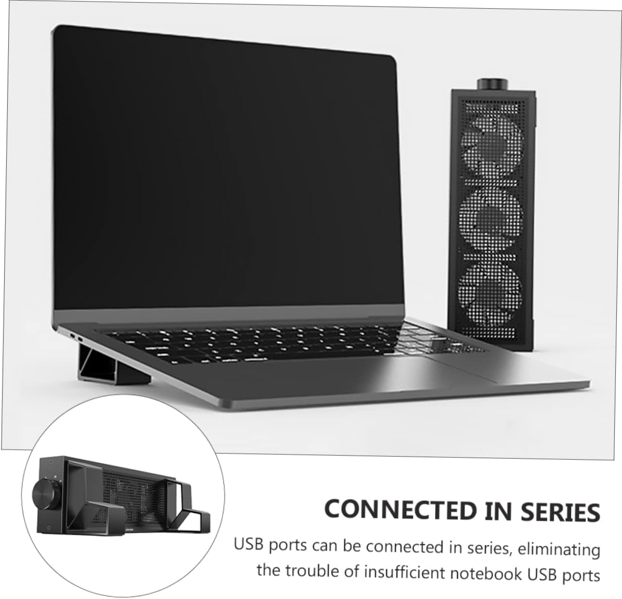 jojofuny RGB Adjustable Laptop Cooling Pad Heightened Stand for Gaming Laptops Professional Notebook Cooler 3-Speed Fan Ergonomic Design for Desk Use