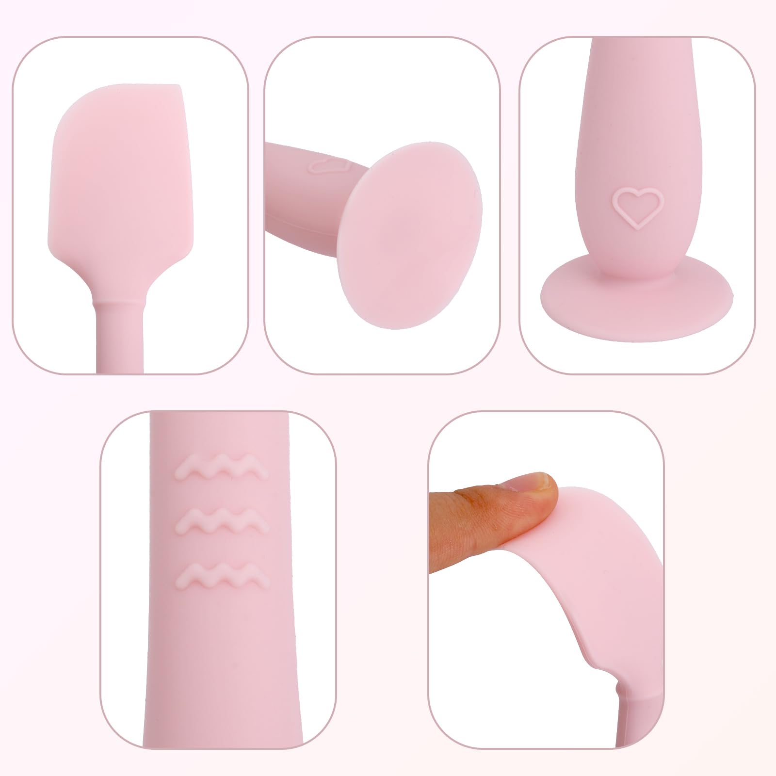 lasuroa 2uds Espátulas para Crema Pañal de Bebé con Estuche, 2 Tamaños Aplicador Pasta de Silicona Suave y Flexible Espátula para Crema Pañal Trasero Bebé Recién Nacido Cepillo (Rosa)