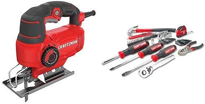 Amazon.com: CRAFTSMAN Sierra de calar, 5.0 amperios con kit de herramientas  mecánicas/juego de enchufes, 57 piezas (CMES610 y CMMT99446) : Todo lo demás