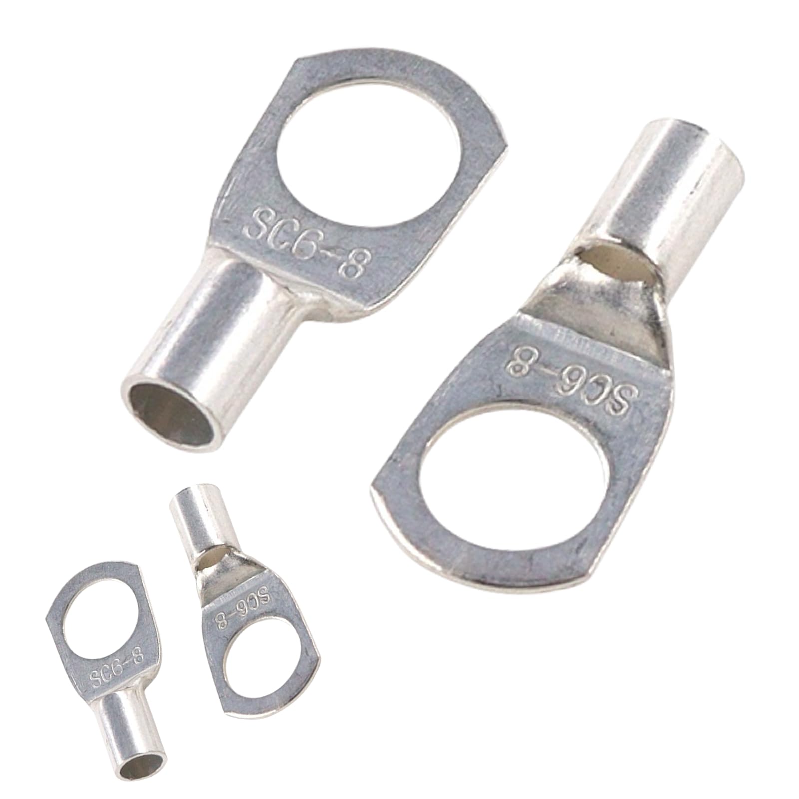 JOYELEC 46Pcs SC6-8 Tinned Copper 6.0mm² Cable Lugs M8 Battery SC Ring Crimp Terminals Connectors for Electric, Auto, Boat, Car,Battery Cable Ends Lugs, Bolt Hole Crimp Terminals Connector