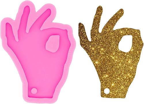 Molde de silicona súper brillante con forma de manos lindas para bricolaje, collar, colgante, joyería, llavero, molde, idioma, OK, silicona epoxi,