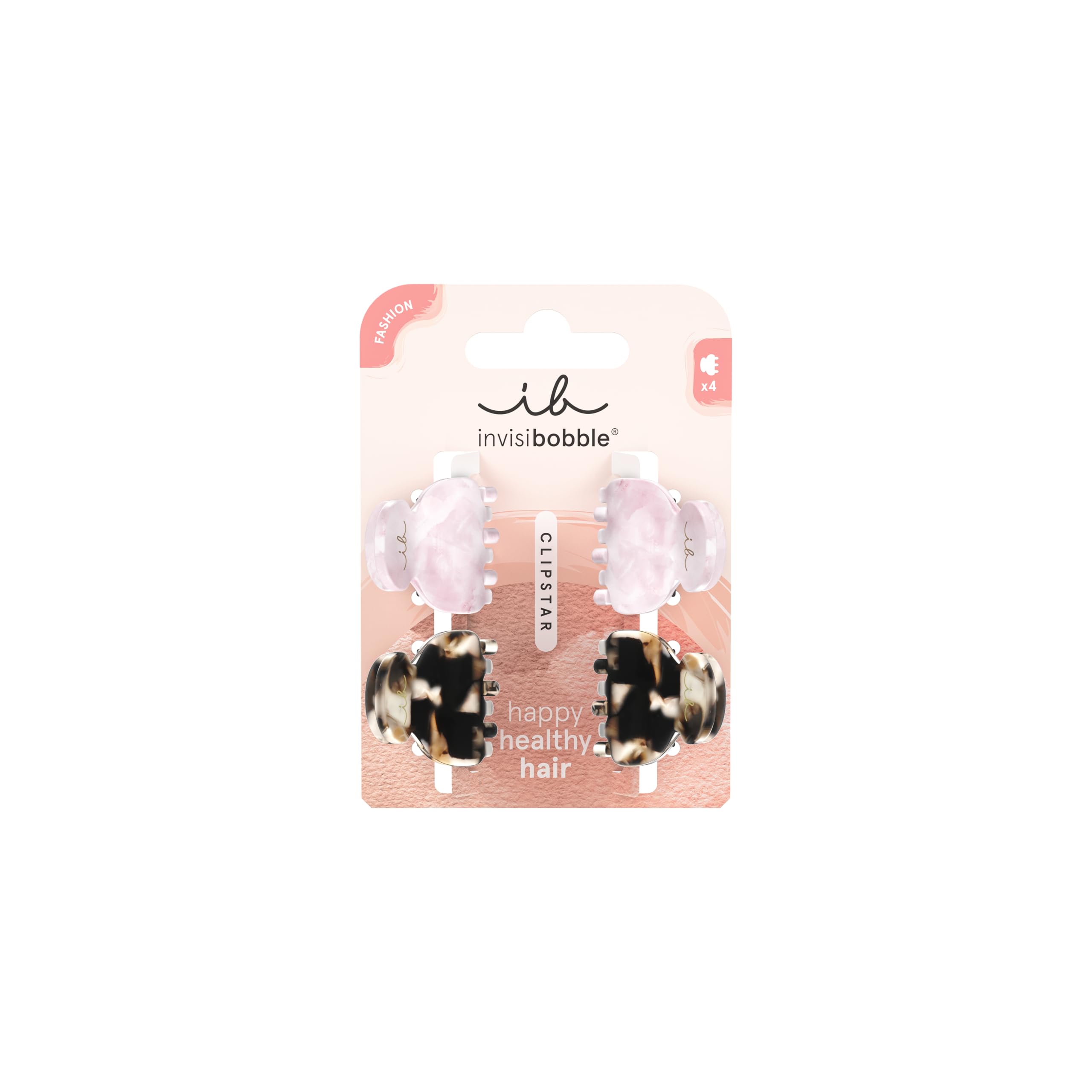 invisibobble CLIPSTAR 4x Haarklammer Klein, Rosa & Braun Leopard Haarspangen Mädchen, Rutschfeste Hair Clips, designed im Herzen Münchens