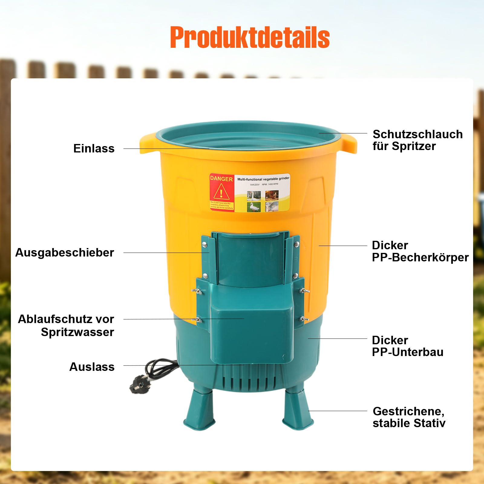 Elektrisch Futterhäcksler Gemüseschneider Grünfutterschneider Grasschneider | 550W Gemüseschneider, Grünfutter, Grashalme, Gemüse, Melonen und Obst Häcksler, für Landwirtschaft, Viehzucht und Viehzucht