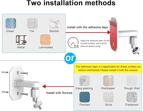 Miniatura 4 de Paquete de 2 soportes de pared compatibles con leva adherentecámara interiorcámara de batería, (1 generación) soporte ajustable de 360 grados,