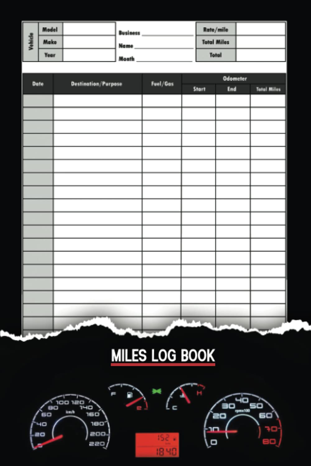 Miles Log Book: Mileage Log Book and Tracker for Taxes (Vehicles, Cars...), with Gas and Odometer Fields