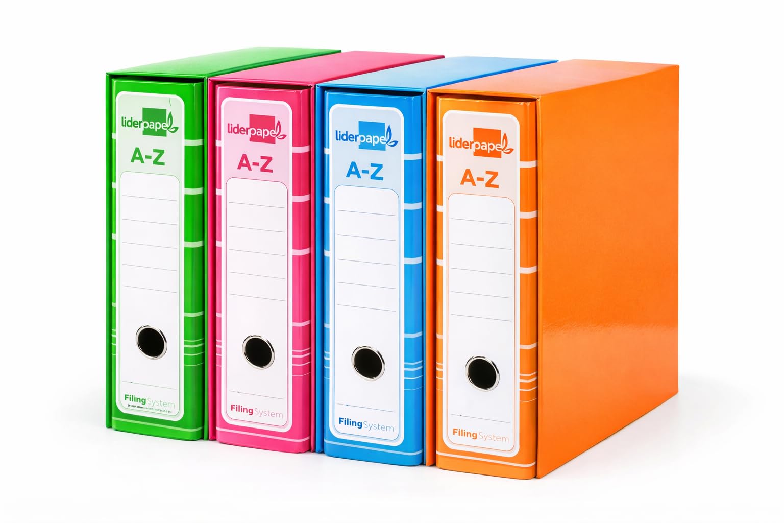 Archivador 2 anillas A4 con caja – archivadores colores vivos | Lomo Ancho, personalizable, Alta Capacidad, Ideales para Oficina y Hogar – OFFICEPAPER (PACK 4 archivadores)