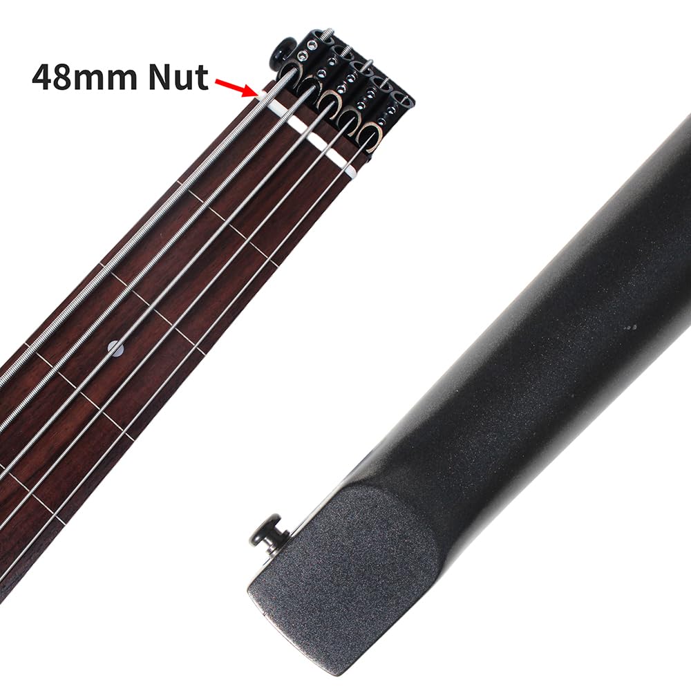 Basso elettrico senza testa a 5 corde senza tasto TBH03 custodia nero