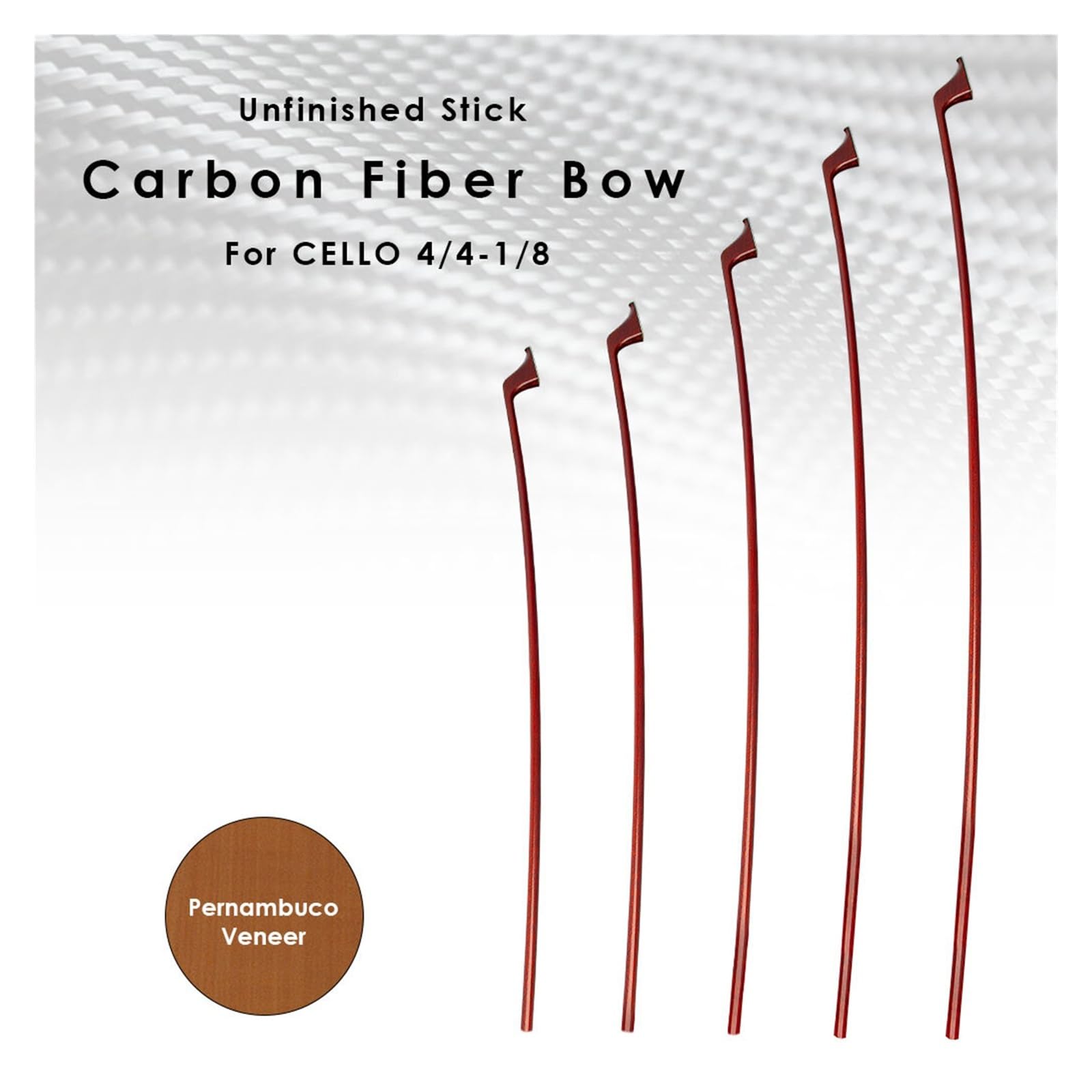 Unvollendete PMB-Furnier-Carbonfaser-Cellobogen-Stabstange for 4/4 3/4 1/2 1/4 1/8 Größenmacher DIY-Cellos(1-4 Size)