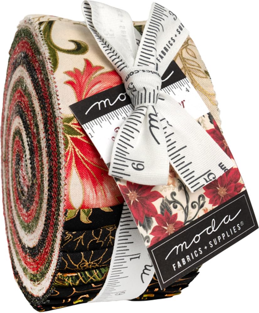 Moda Fabrics Assorted Merry Manor Metallic 2025 Jelly Roll 40 2.5-Inch Strips 33860Jrm