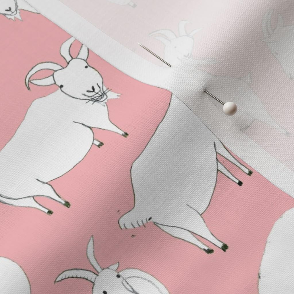 Spoonflower Fabric - Goats Playing Pink Kid Goat Girl Animal Cute Children Kids Play Printed on Petal Signature Cotton Fabric by The Yard - Sewing Quilting Apparel Crafts Decor
