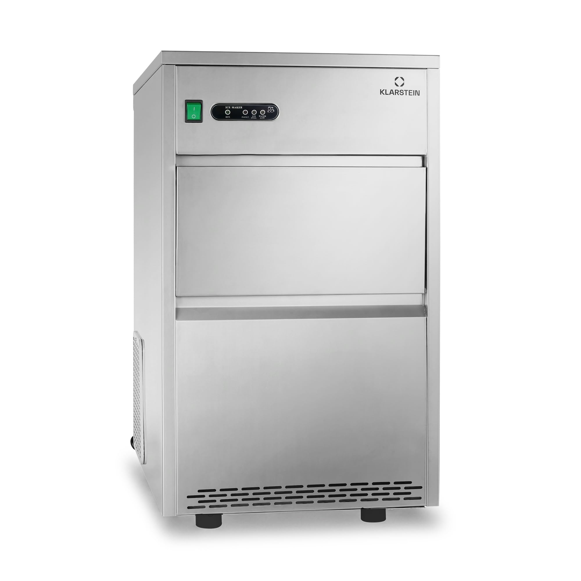 Klarstein ICE3-Powericer-XXL - Máquina de hielo industrial (160 W, 25 Kg/día, 6 kg, sistema eficaz, revestimiento insípido, muy silencioso, compresor de alto rendimiento, plata