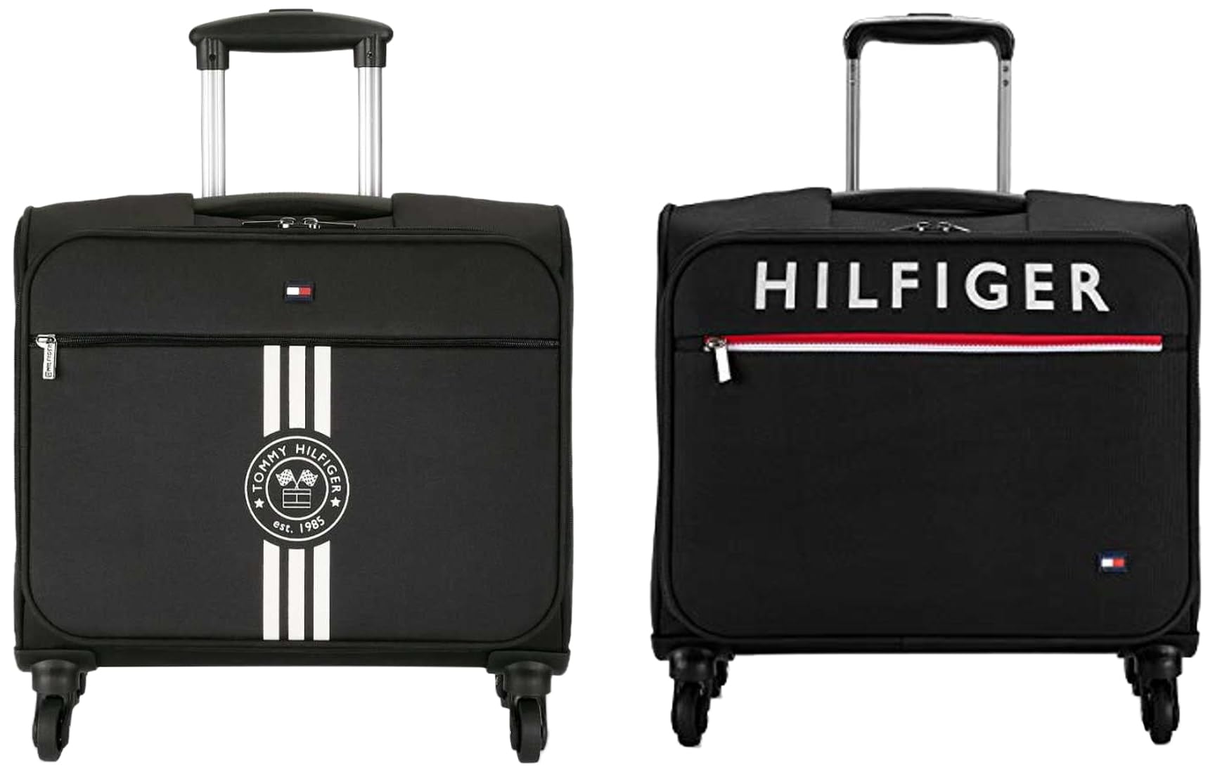 Tommy Hilfiger Polyester Spinner Softshell 45 Cms Luggage- Suitcase(8903496163896_Dark Black) Orlean Plus Polyester Overnighter with 15 Inch Laptop Pocket Dark Black, One Size, Multicolor