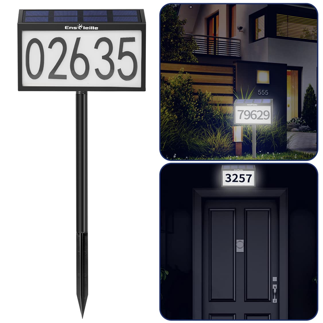 Solar Lighted House Numbers for Outside, EnSoleille Waterproof LED