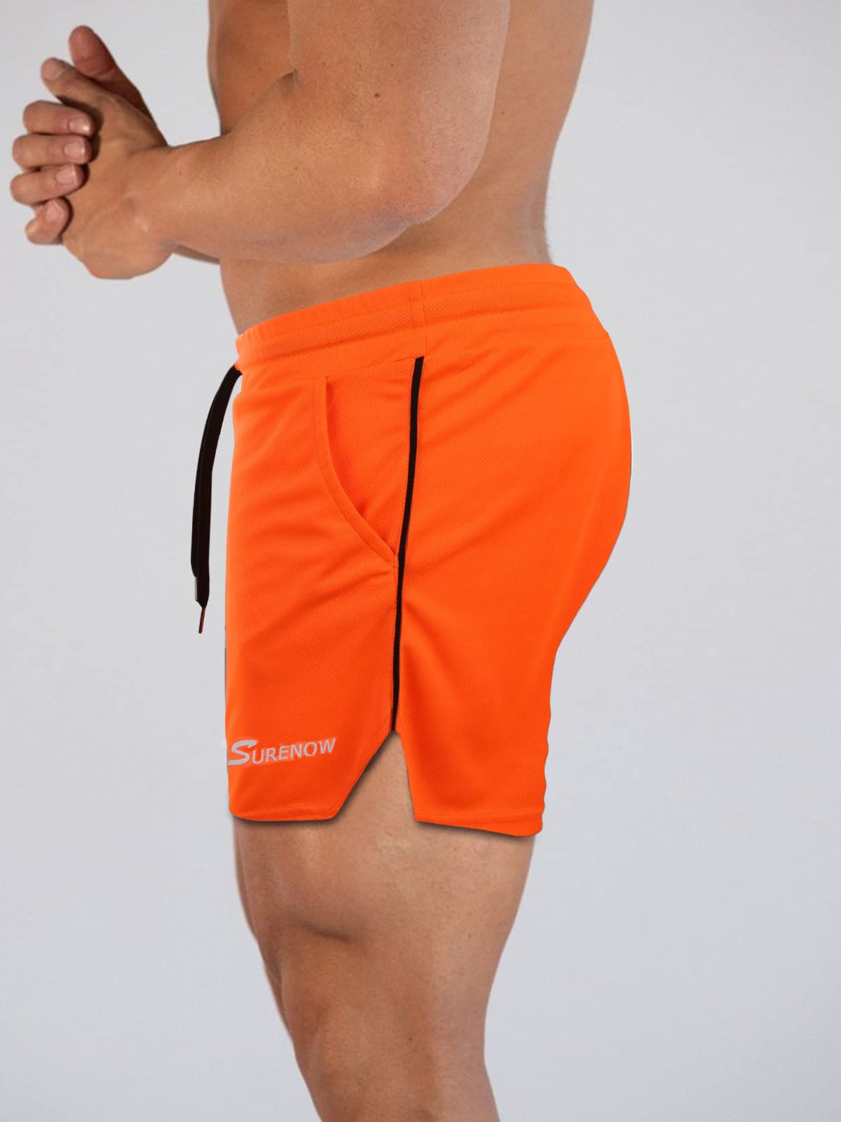 Surenow Pantaloncini da corsa da uomo da 7,6 cm, traspiranti, leggeri, atletici, sportivi, allenamento, pantaloncini con tasche