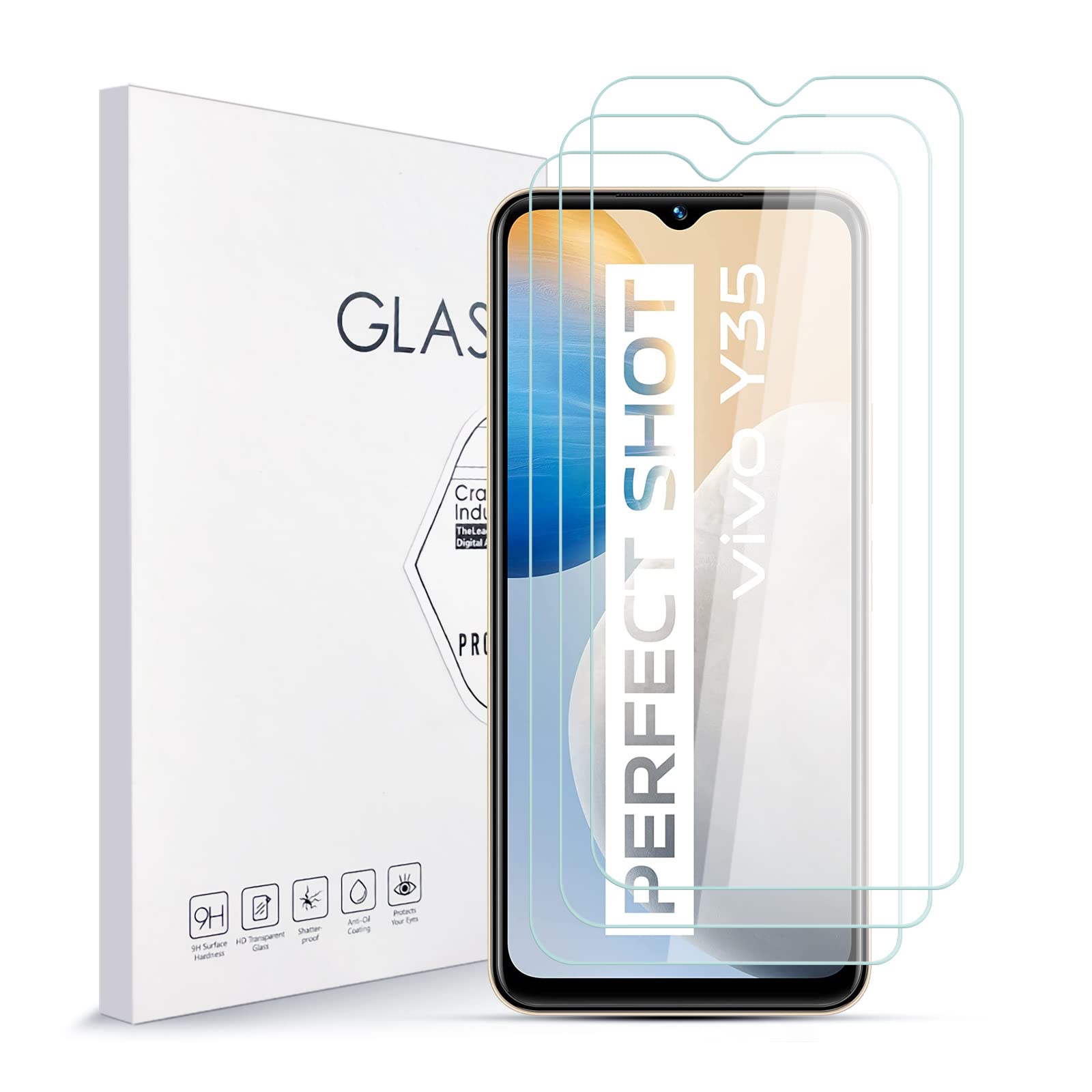 Ivoler 3er Pack Displayschutzfolie Für Realme C31 / Vivo Y35 / Y22S / Nokia 5.3 – 9H Hartglas, 0,3 Mm, Blasenfreie Montage