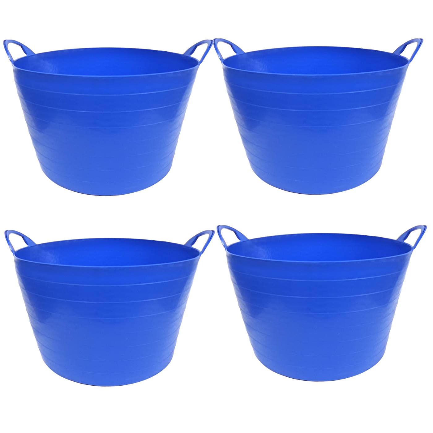 Pack de 4 capazos de plástico Flexible, de Color Azul, de 58 x 33,5 cm con Capacidad de 65 litros, con Asas, Ideal para Trabajo de Vendimia, Agricultura…Cubo de plástico(4uds/ 65 litros Azul)