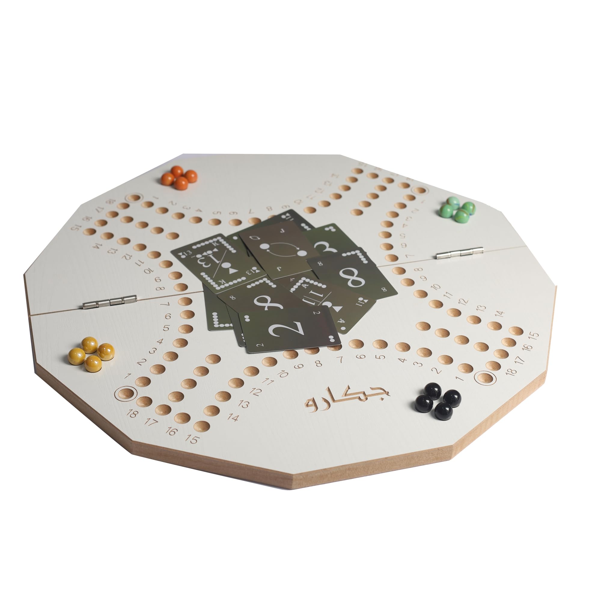 Jackaroo Foldable 4 x6 Player Game Set, 52 cm, 24 Pieces Marble, with Waterproof jackaroo Plastic Cards