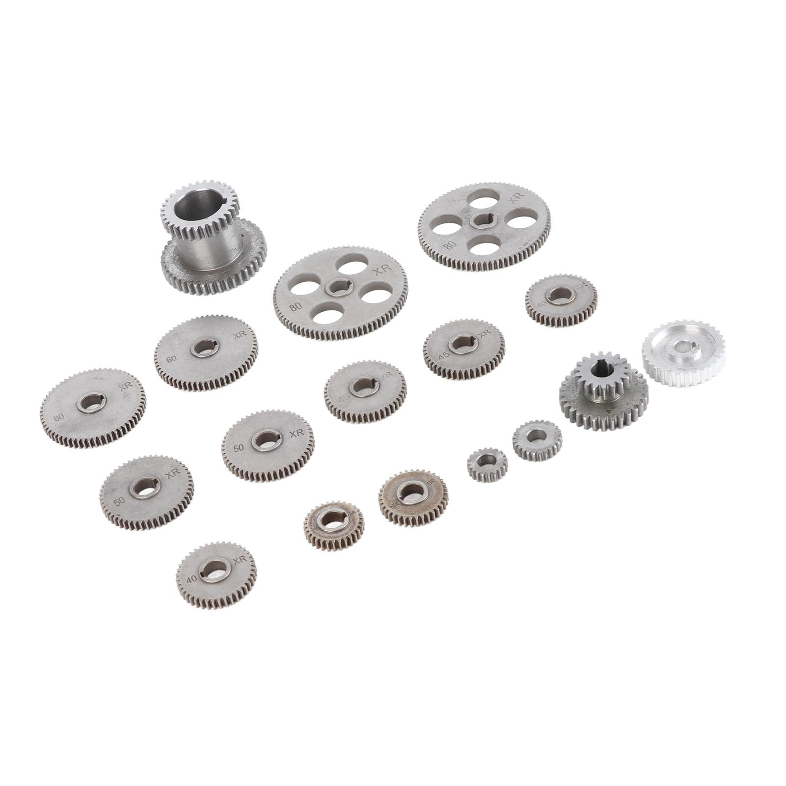 Set di Ingranaggi per Tornio Kit di Ingranaggi in Metallo Alto, 18 Pezzi per Mini Tornio CJ0618, Materiale Durevole HT250, Perfetto per gli Appassionati di Taglio dei Metalli