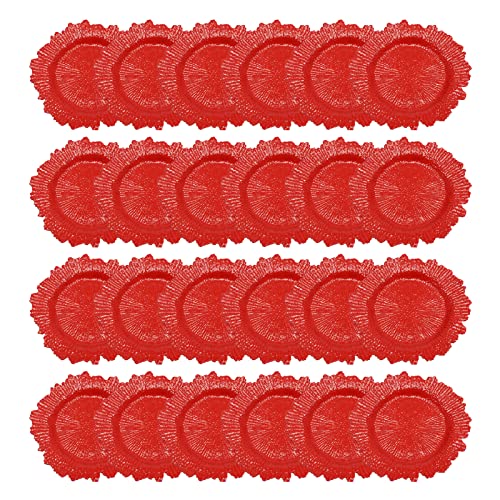 24 platos cargadores redondos rojos de 12.6 pulgadas miniatura 1