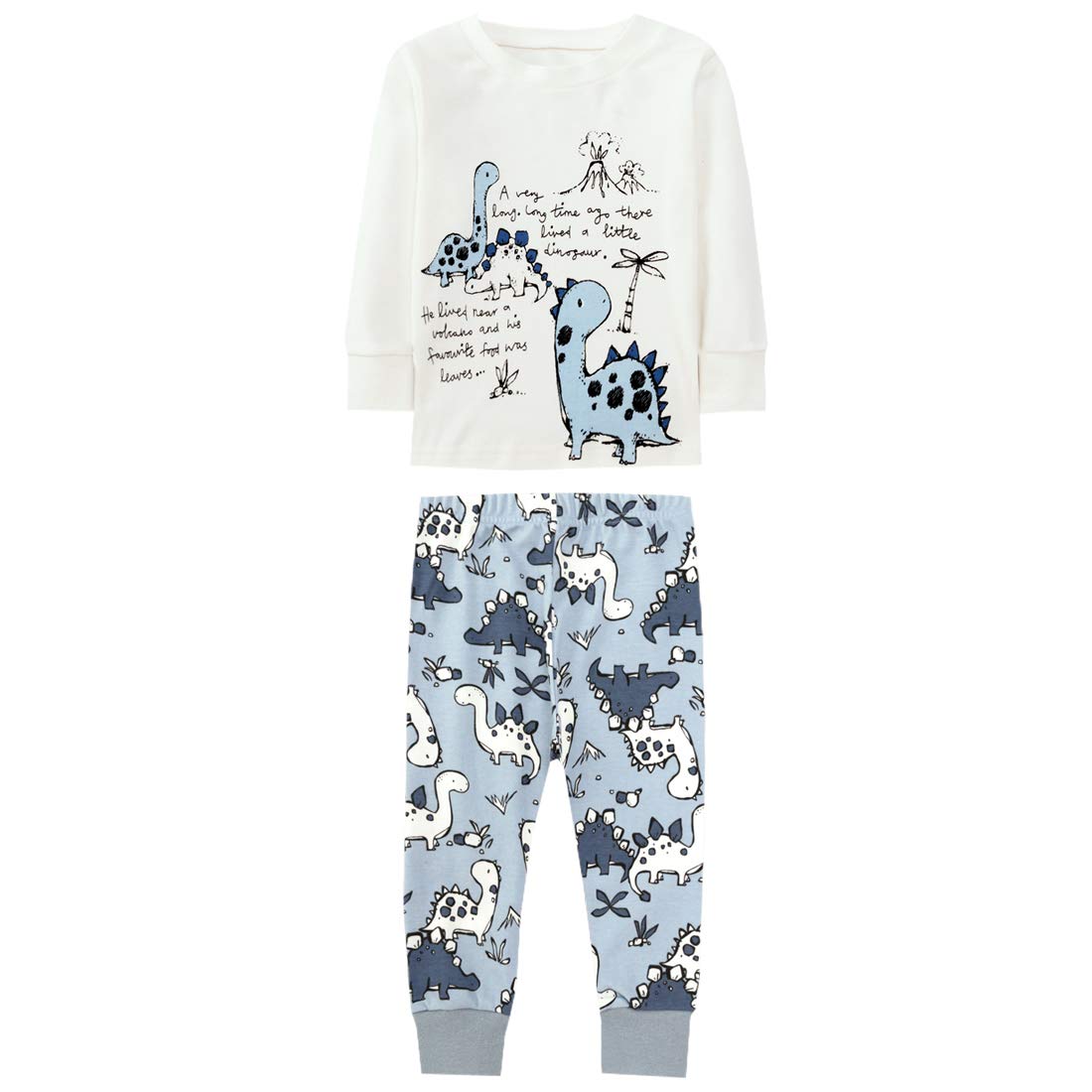 SAMGU Pijama para Niños Algodón Dos Piezas Dinosaurio Ropa Pantalón y Camiseta de Manga Larga para Dormir Conjunto Niño Verano para 1-5 Años