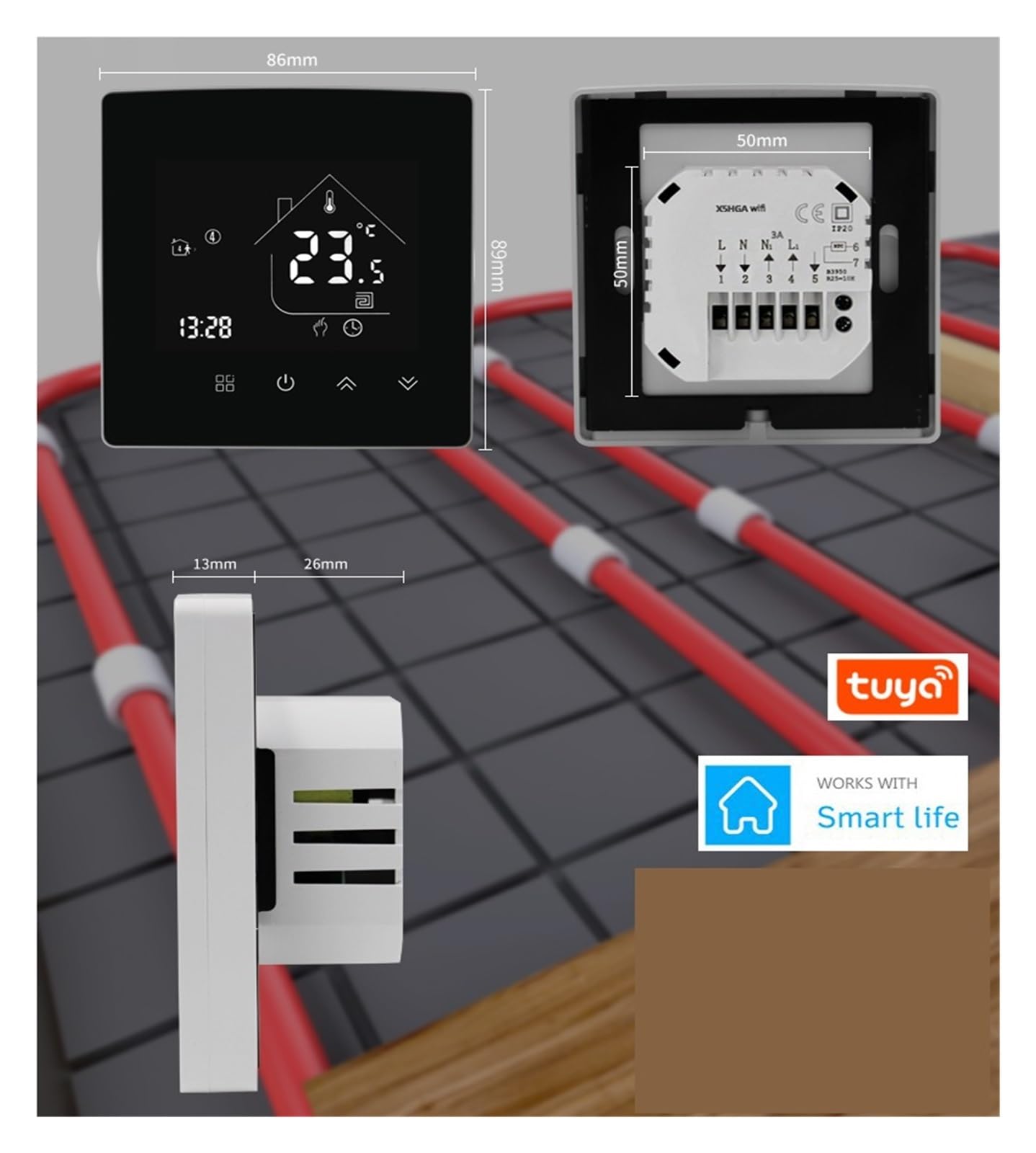 Termostato WiFi Controlador de Temperatura Agua/Calefacción Suelo eléctrica Caldera Gas Control Vida Inteligente Ahorra EnergíA Y Costes De CalefaccióN(WZ-X5-GB 25A)