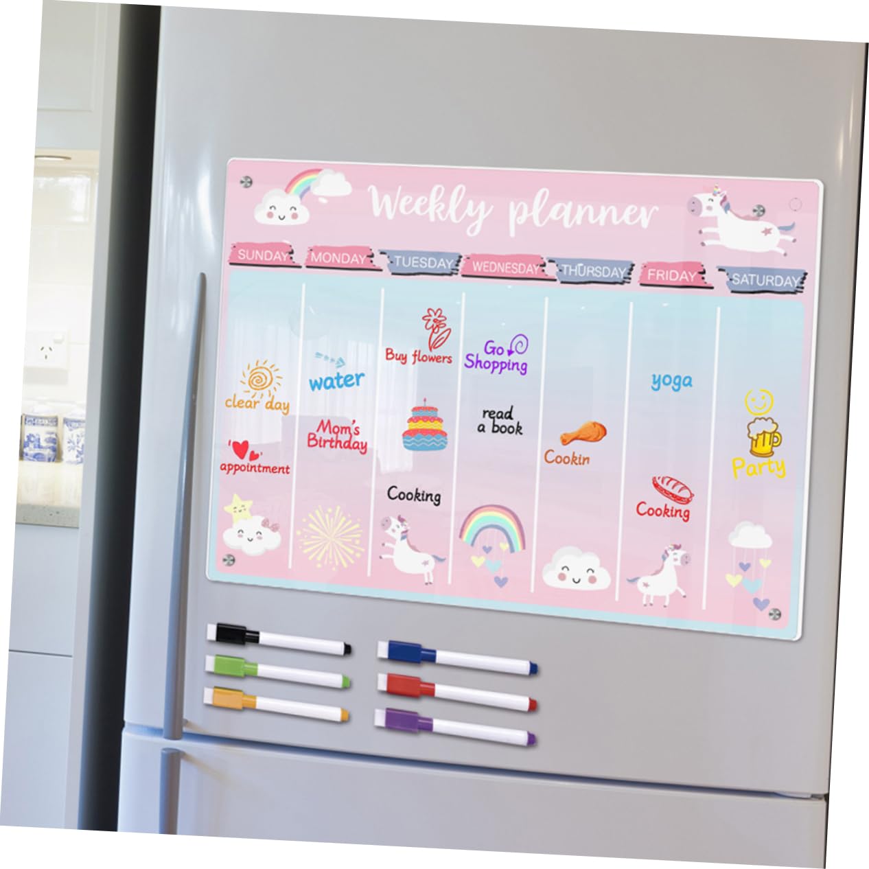 Tofficu Magnetische Kühlschranktafel Transparente Tagesplantafel Wöchentliches Acryl-whiteboard Trocken Abwischbare Nachrichtentafel Magnetische Planertafel Für Küche