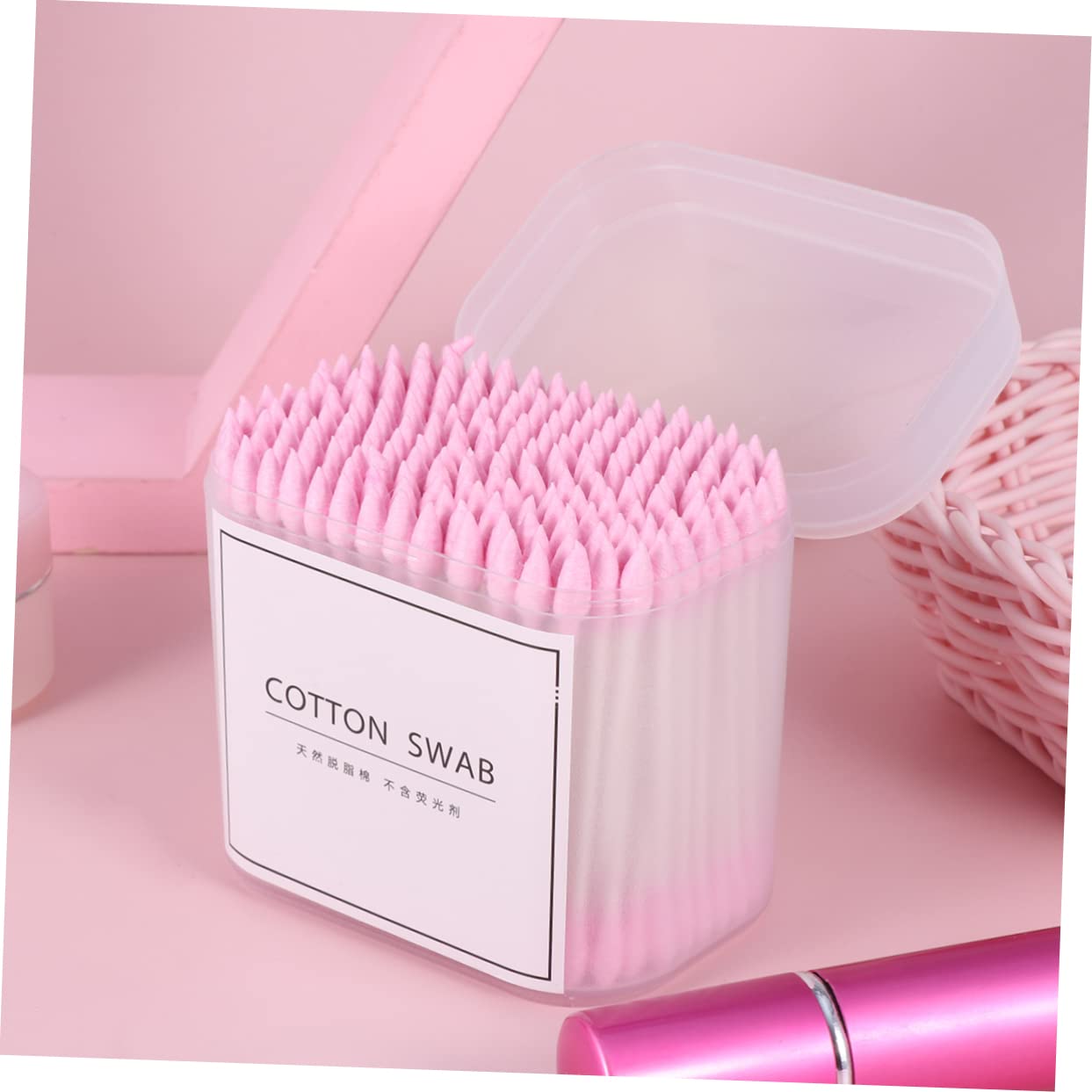 Ipetboom 2Packs Cotton Buds Double Headed Disposable Swabs for Makeup Ear Cleaning Crafts Versatile Beauty Accessories Pink for Home Travel