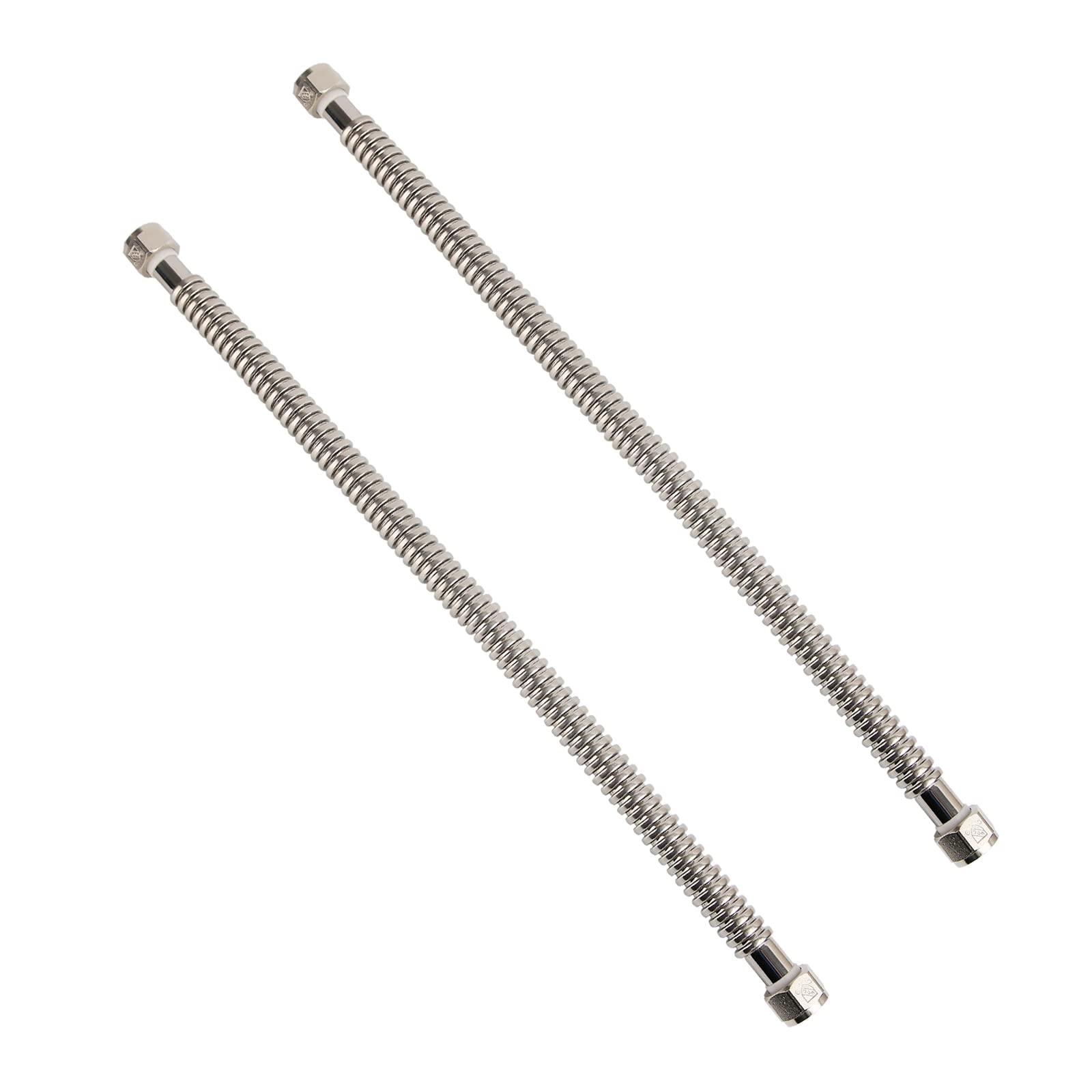 Paquete de 2 conectores de calentador de agua corrugado de acero inoxidable resistente y duradero para calentador de agua, ablandador de agua, 24 pulgadas de longitud