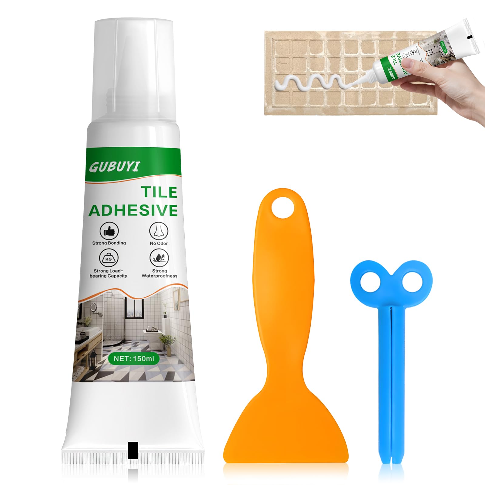 150ml Colla per Piastrelle, Colla Piastrelle Pasta Bagno Esterno Interno, Sigillante Riparazione Riempimento Di Crepe, Giunti Interni ed Esterni, Adatto a Tutti i tipi di Riparazione Fughe Piastrelle