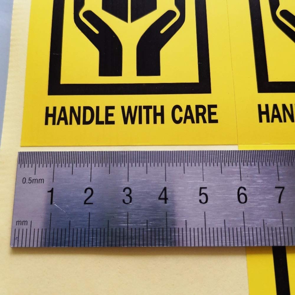 200pcs de POIGNÉE FRAGILE AVEC SOIN couleur jaune noir auto-adhésif Étiquette d'expédition Autocollant