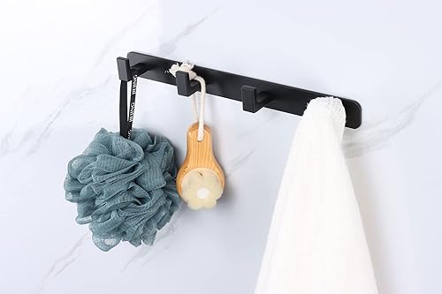 Miniatura 2 de Perchero de acero inoxidable resistente con 4 ganchos de tres abrigos, gancho de pared de almacenamiento montado en la pared, gancho de ropa