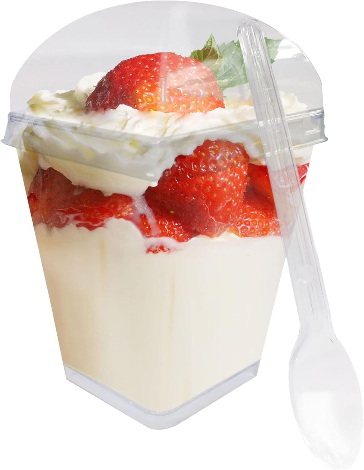 Binsakao 70 Pack 4.5oz Plastic Dessert Cups with Lids and Spoons, Mini