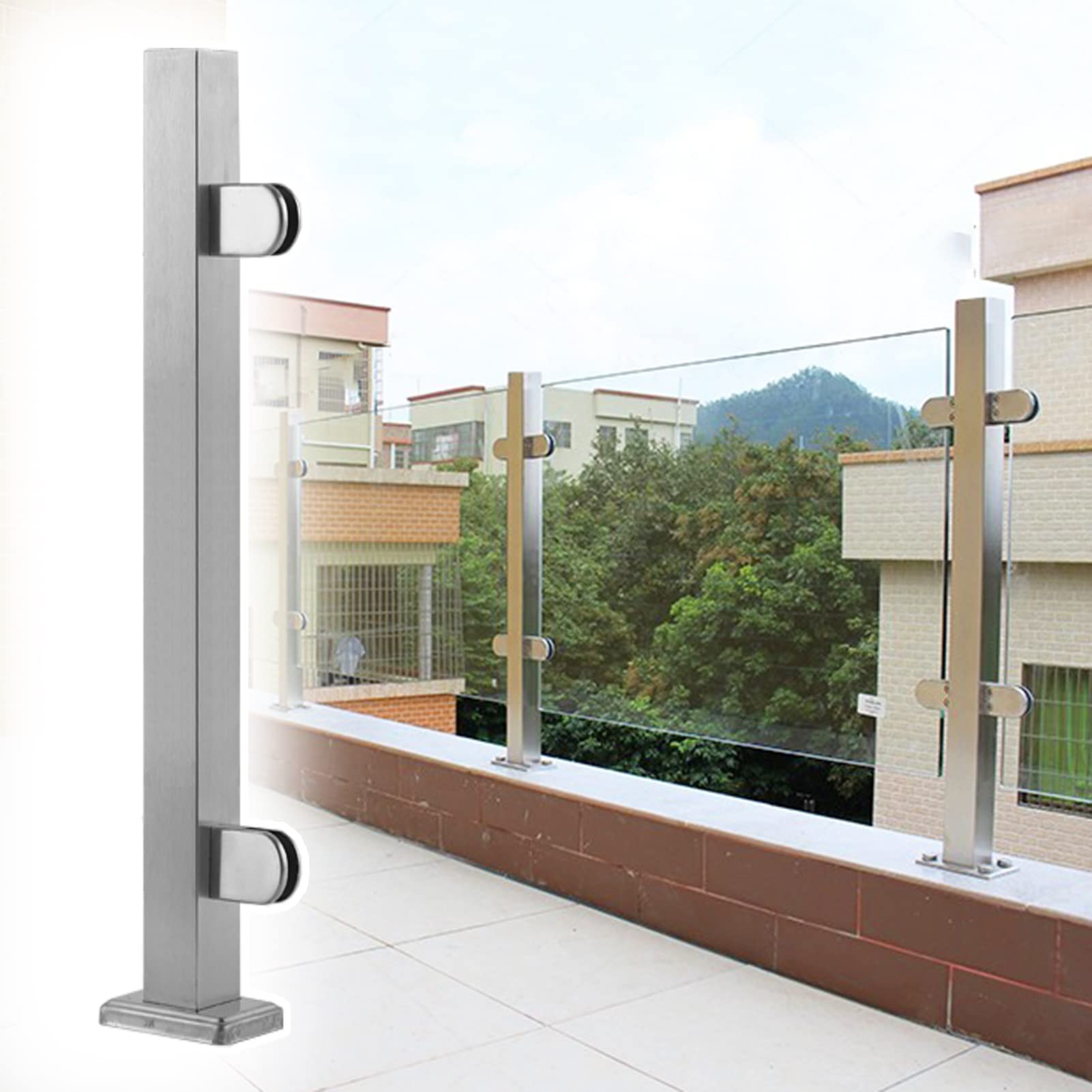 Poteau de garde-corps extérieur en acier inoxydable à fixation durable