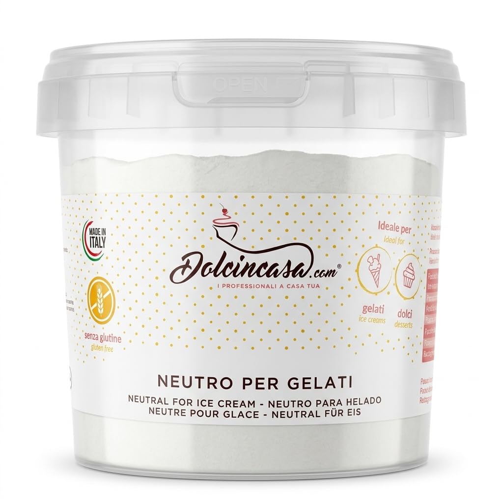 Dolcincasa-com Neutre pour Crème Glacée et Gelato de Fruits avec Farine de Guar et Graines de Caroube Epaississant Emulsifiant Stabilisateur Sans Gluten Usage Domestique Professionnel Pack de 500 g