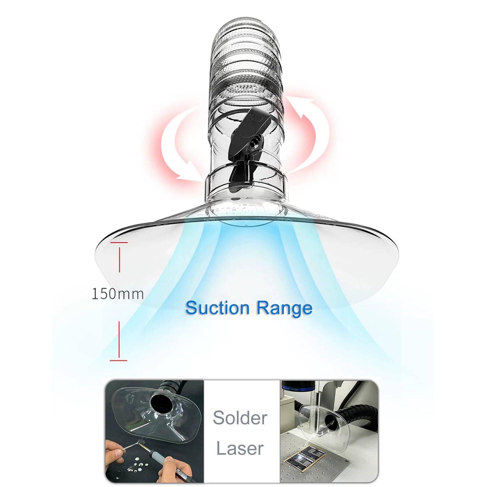 200W Aspiratore Fumi di Saldatura con Interruttore a Pedale, Aspiratore Fumi Laser Professionale, 2 Tubi Flessibili/Filtro a 3 Stadi / 5 velocità di Aspirazione