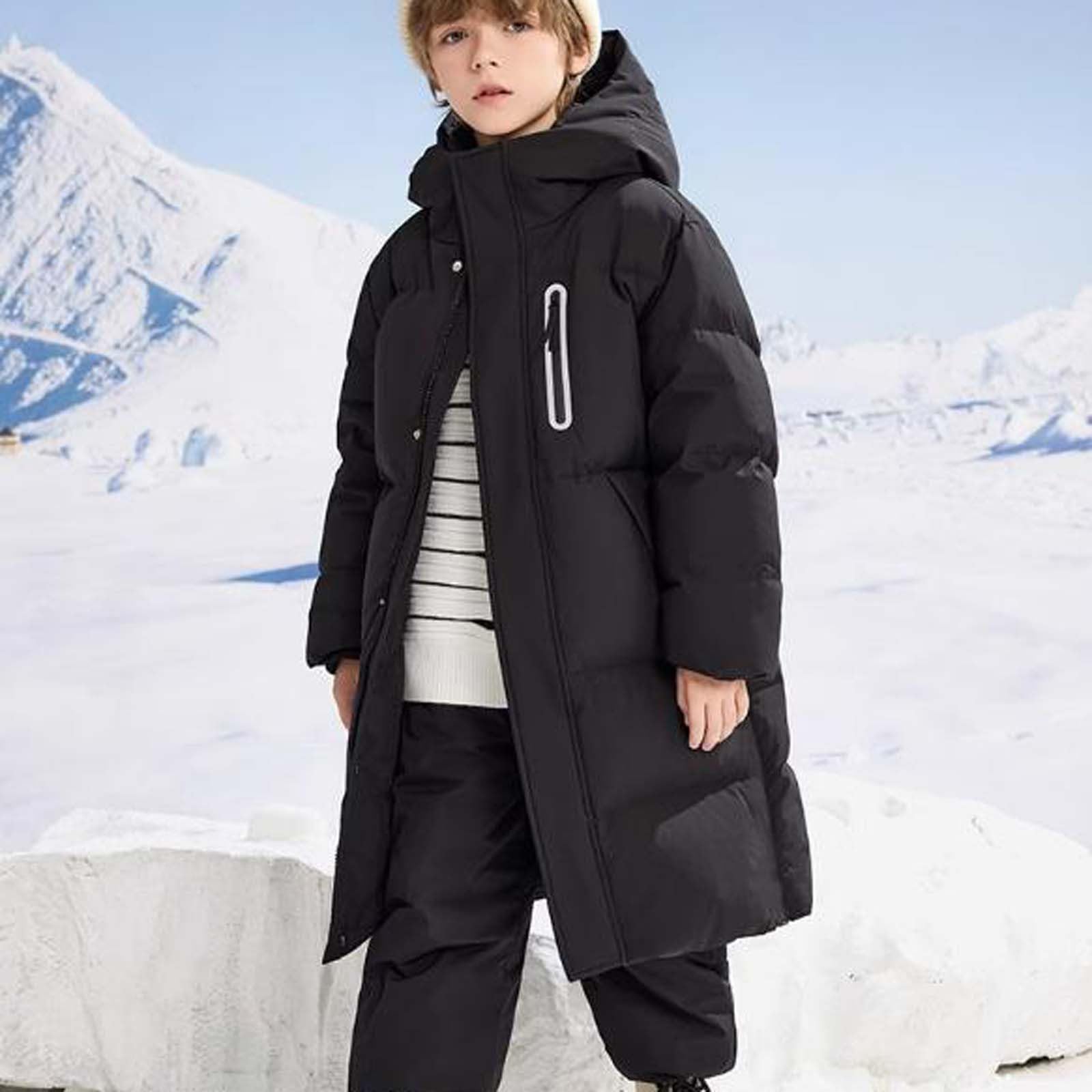 NUSGEAR Abrigos de Invierno para niños Varones Parka para Niña de Invierno Plumiferos Abrigo para niñas Pequeñas Ligero Niños Resistente Medio Largo Puffy Parka Gruesa Forro Suave con Capucha Outwear