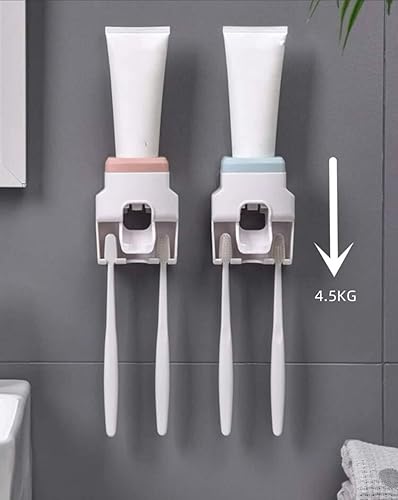 Miniatura 3 de Toothbrush Holders for Bathroom Accesories, Automatic Toothpaste, Dispenser Bathroom, Organizer, Mounter, Storage for Kids and Adults 1 pcs White